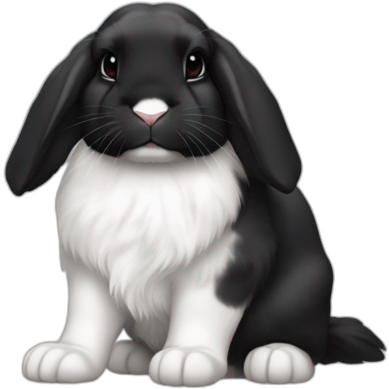 Black Holland lop rabbit with one white paw emoji