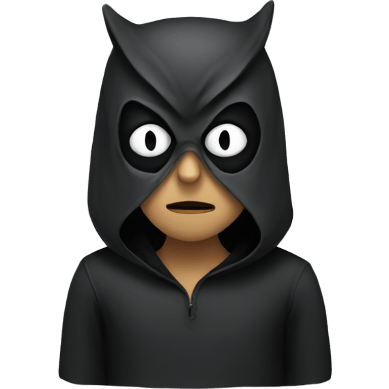 a dark figure in an owl mask emoji