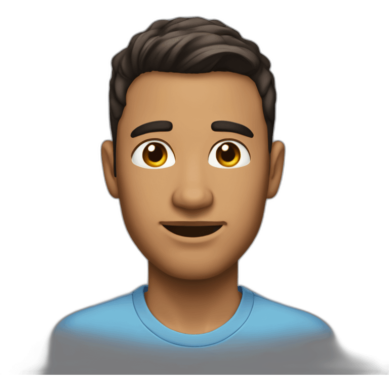 man with, tanned skin, short dark hair fade trim on the sides brown eyes, big nose, emoji