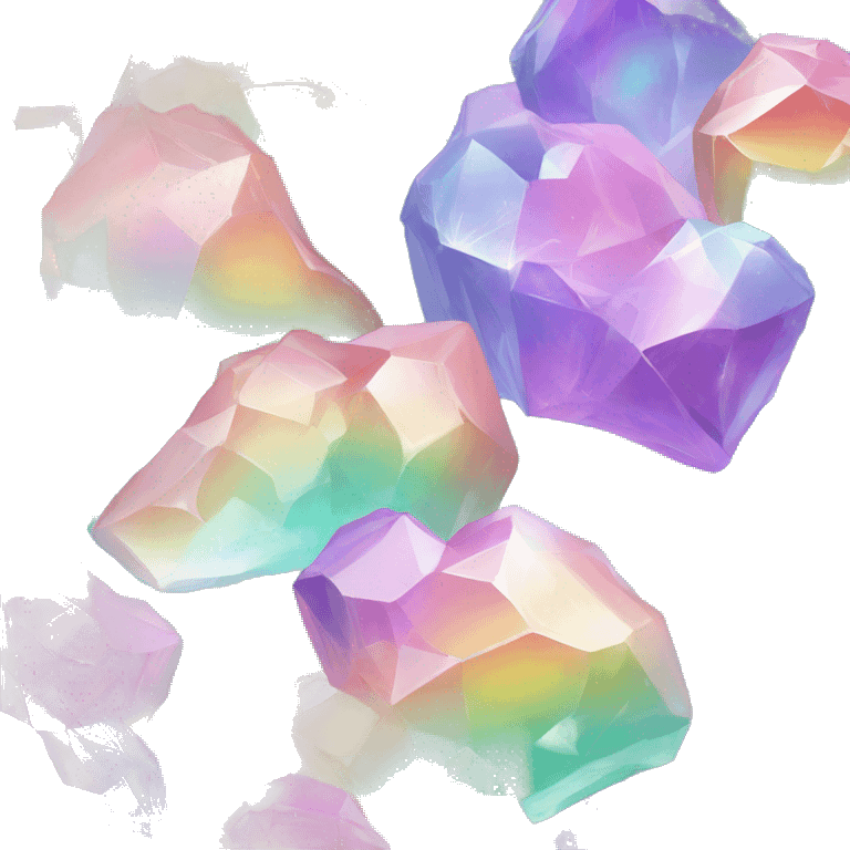 One Pastel iridescent rainbow crystal clusters emoji