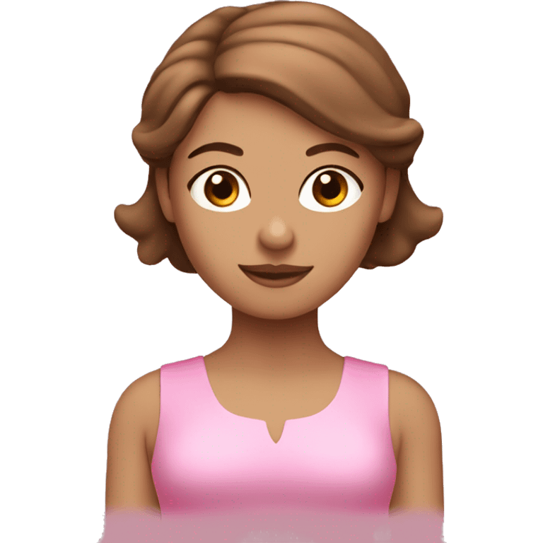 Pink pilates princess with brown hair emoji