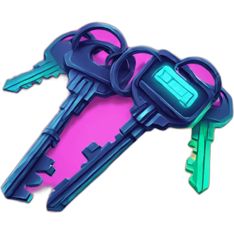 Keys in a cyberpunk environment with neon lighting. emoji