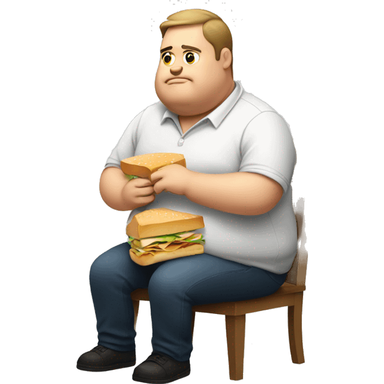 Fat man with square shirt eating sandwich  emoji