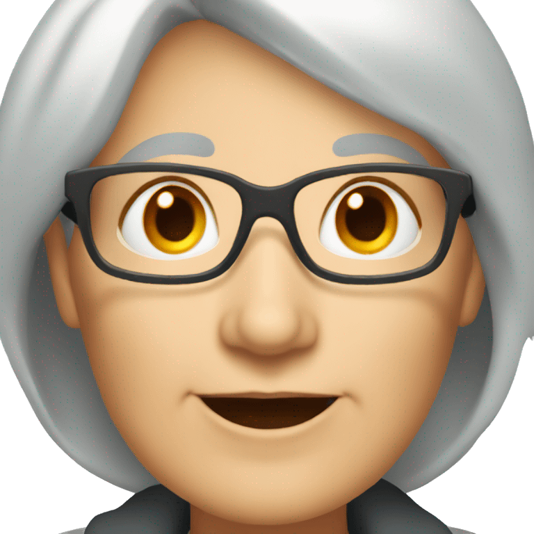 OLDER WHITE Woman with grey hair AND ORANGE GLASSES emoji