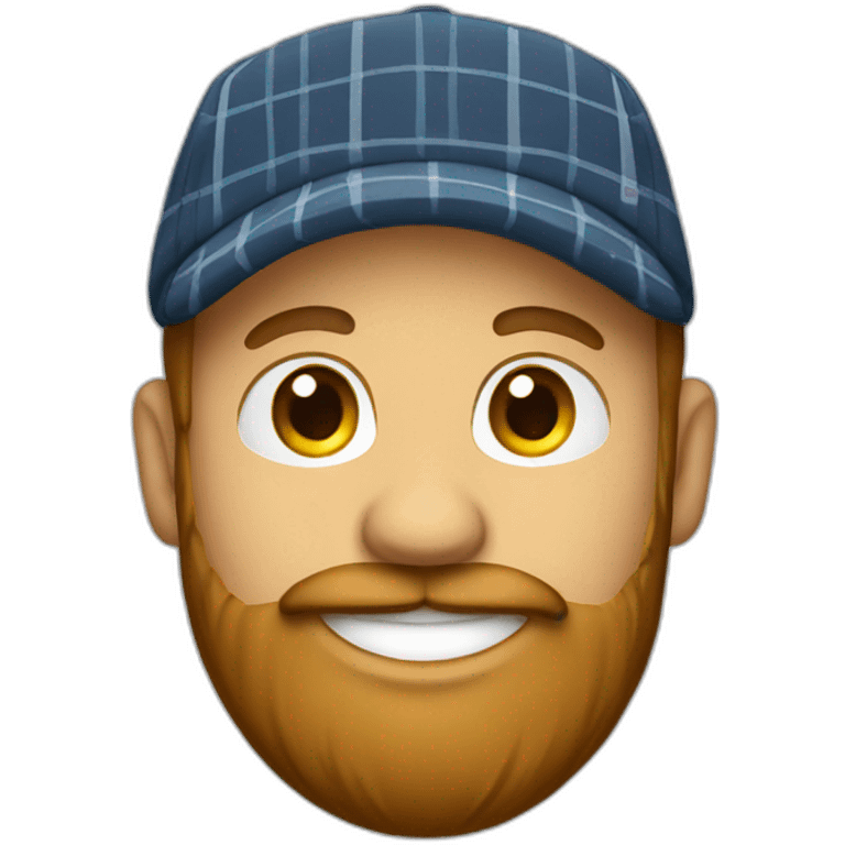 smiling guy beard in plaid hat emoji