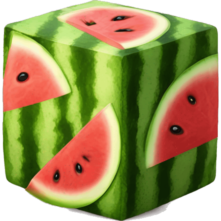 Realistic watermelon cubes isolated.  emoji