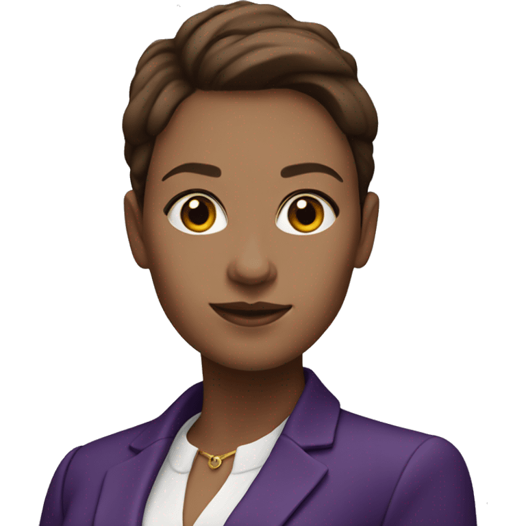 white skin business woman with brown hair in a purple blazer emoji