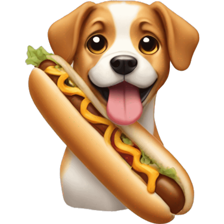 Dog in a hotdog bun emoji