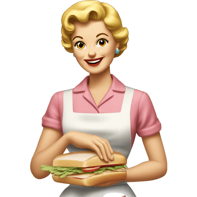 1950s Housewife making sandwich emoji