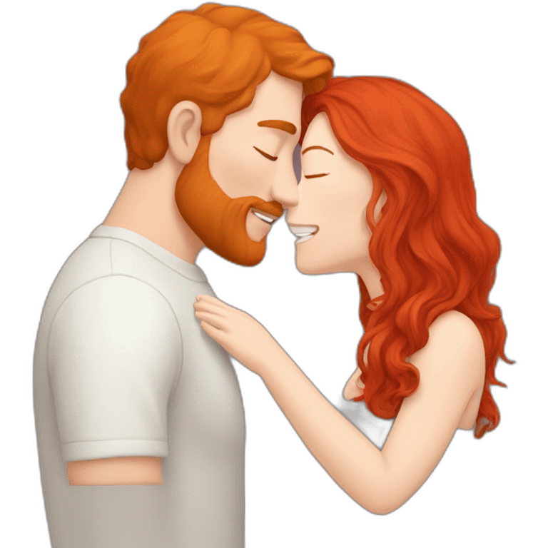 A man with red hair kisses a red-haired man emoji