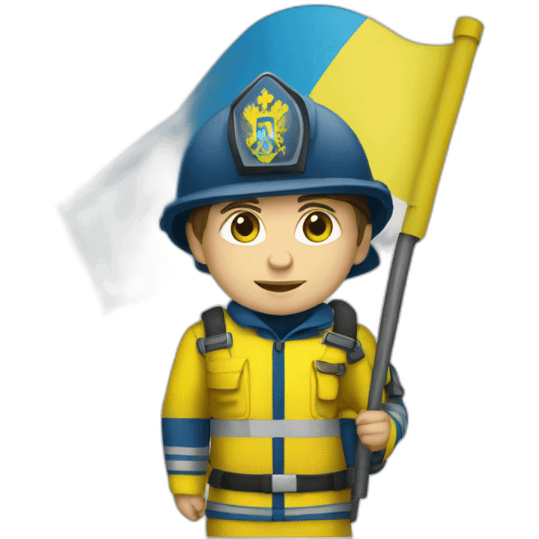 Ukrainian firefighter with the flag of Ukraine emoji