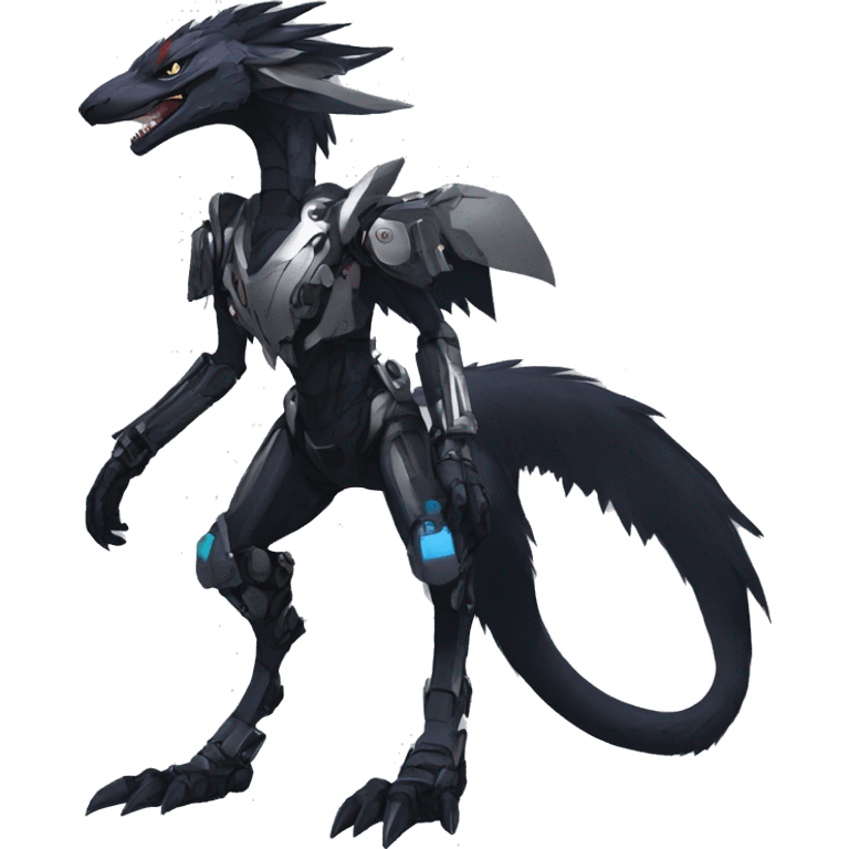 Full body Edgy Anthro Futuristic Mechanical Sergal-raptor-nargacuga-vernid emoji