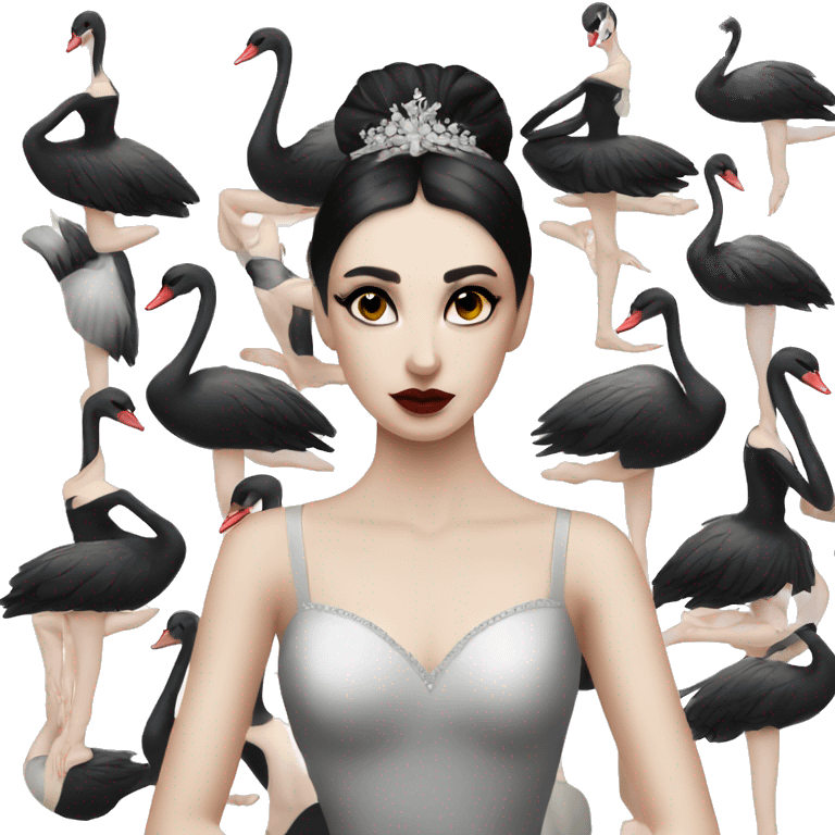 One Black swan ballet woman, sad fierce pale skin with black hair woman  emoji