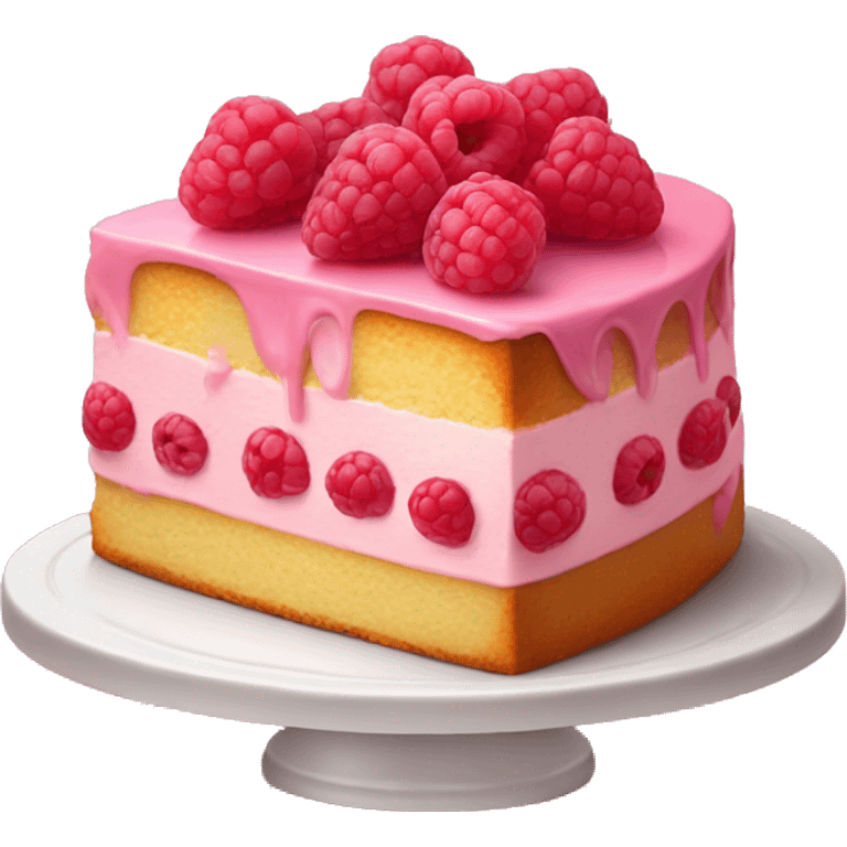 a piece of cake with pink cream and raspberries on top emoji