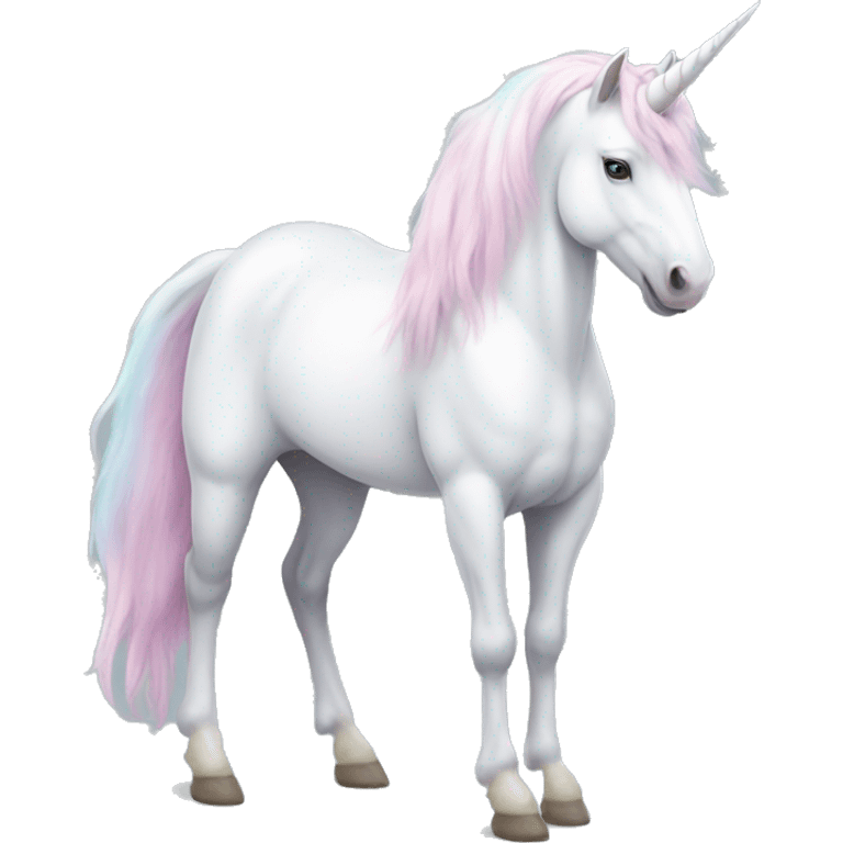 Fullbody White unicorn with pastel color mane  emoji