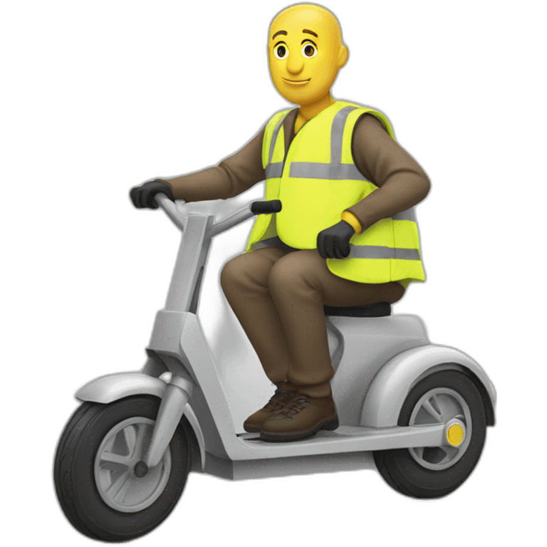 trottinette bald man with yellow safety vest emoji