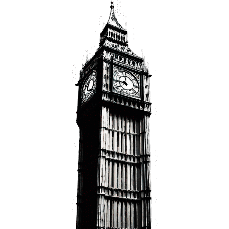 Big Ben in black and white emoji