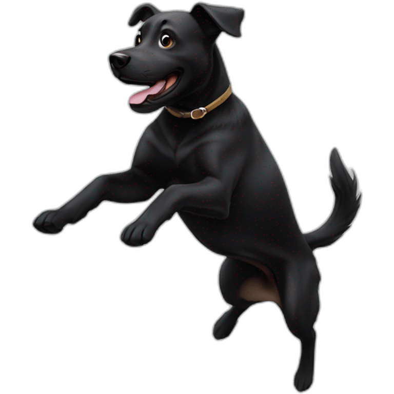 Black dog jumping emoji