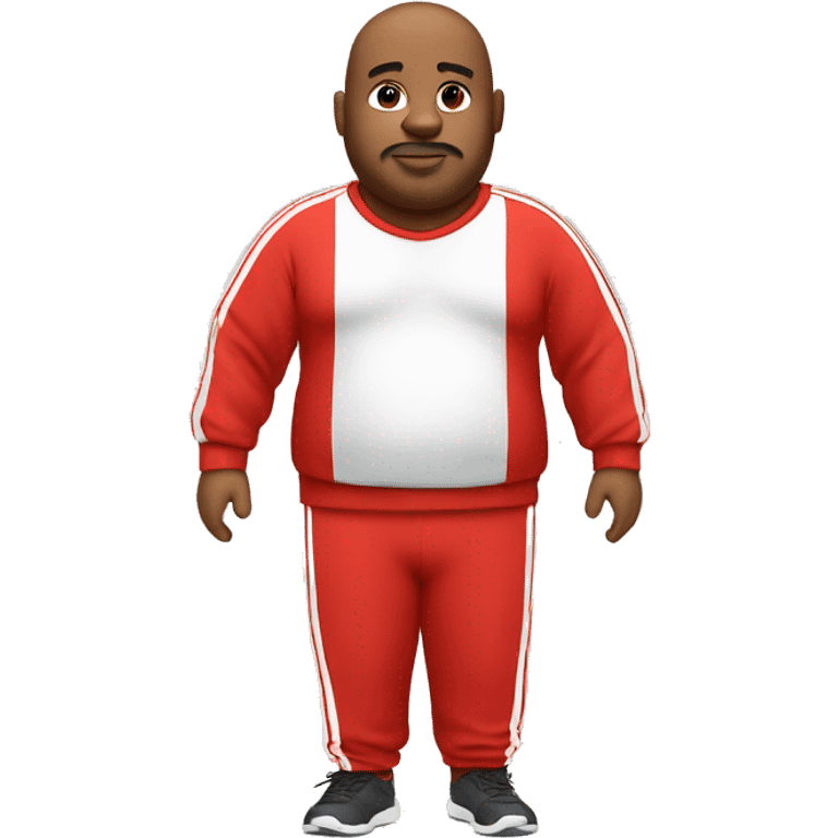 fat man in red sweatsuit with white stripe  emoji