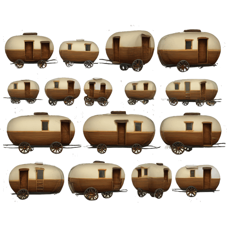 Realistic vintage round gypsy caravan wagon camper emoji