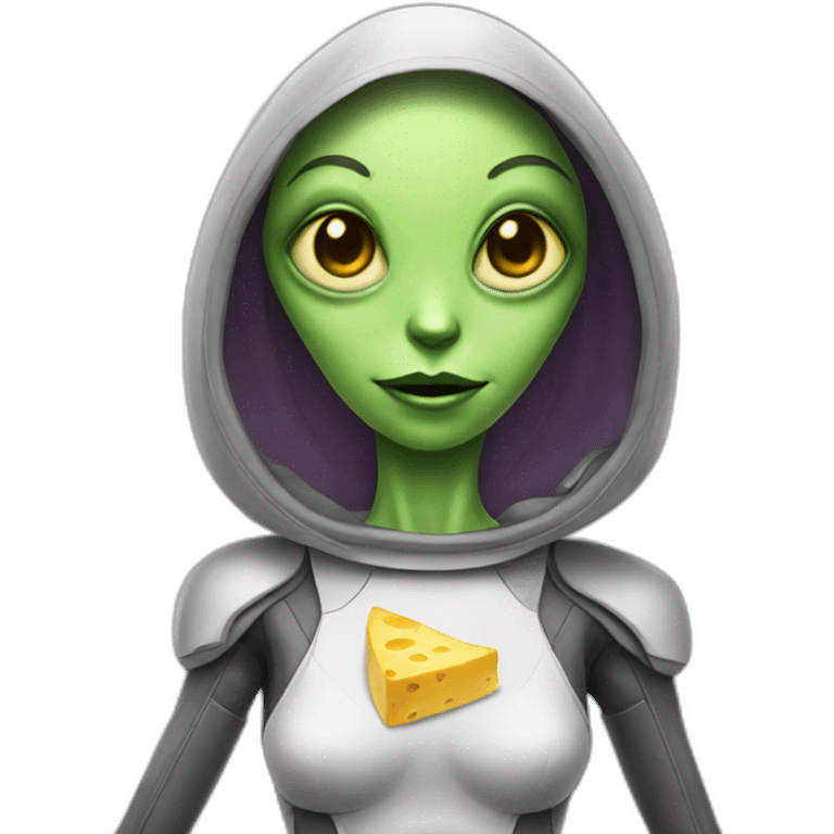 Miss alien with cheese emoji