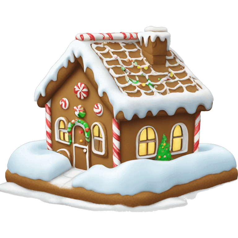 Christmas Themed gingerbread House with Snow emoji