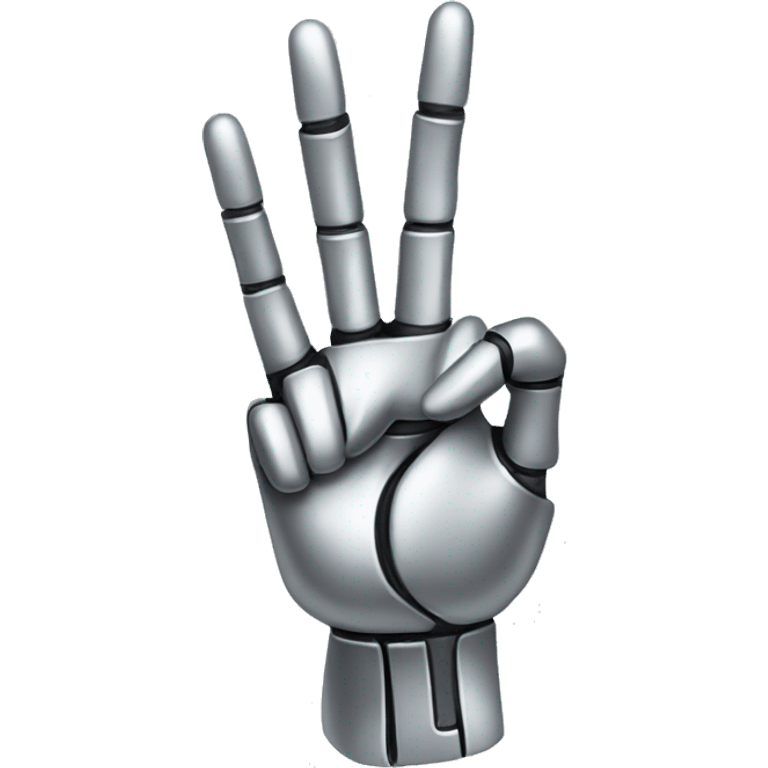 silver robotic peace sign hand emoji