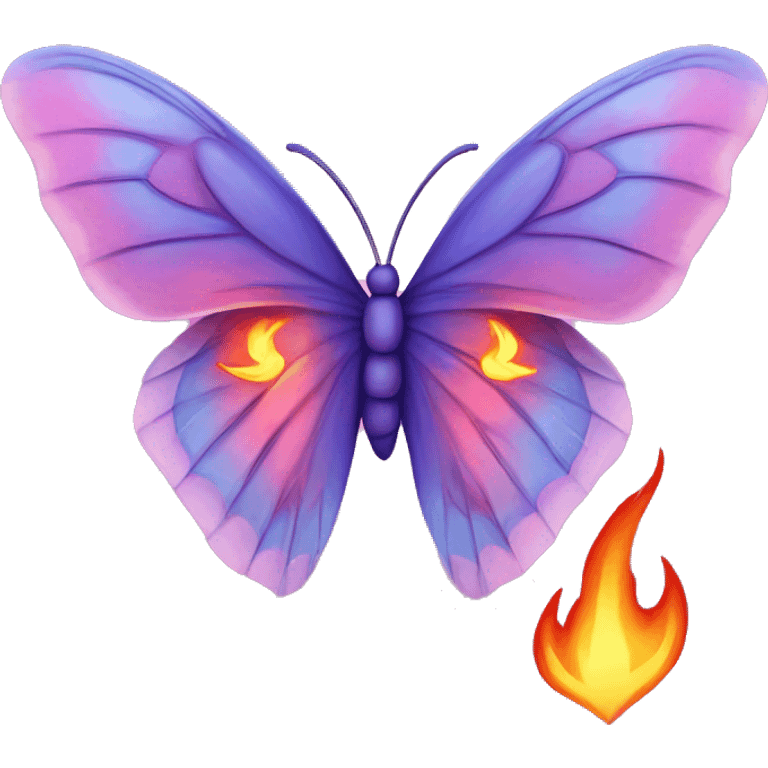 Heart with butterfly wings with flames of fire emoji