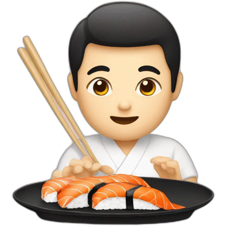 Chinois qui mange des sushi emoji