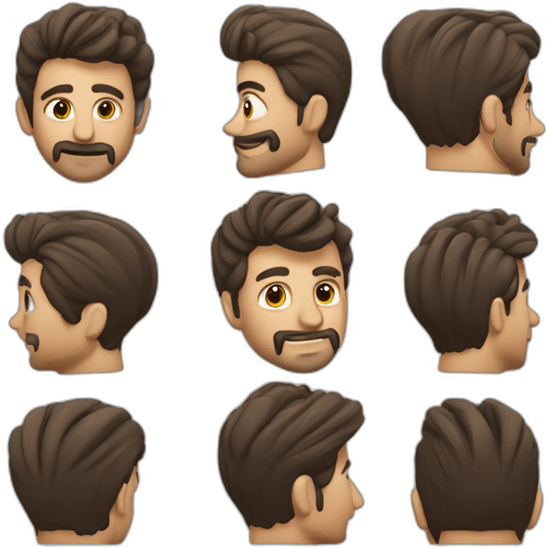 Chico moreno claro con un arete, poca barba en el mentón y con el cabello peinado había arriba emoji