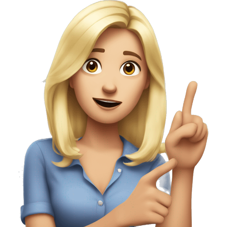 emoji pixar style very pretty blonde woman, saying no with her hands, realistic style emoji