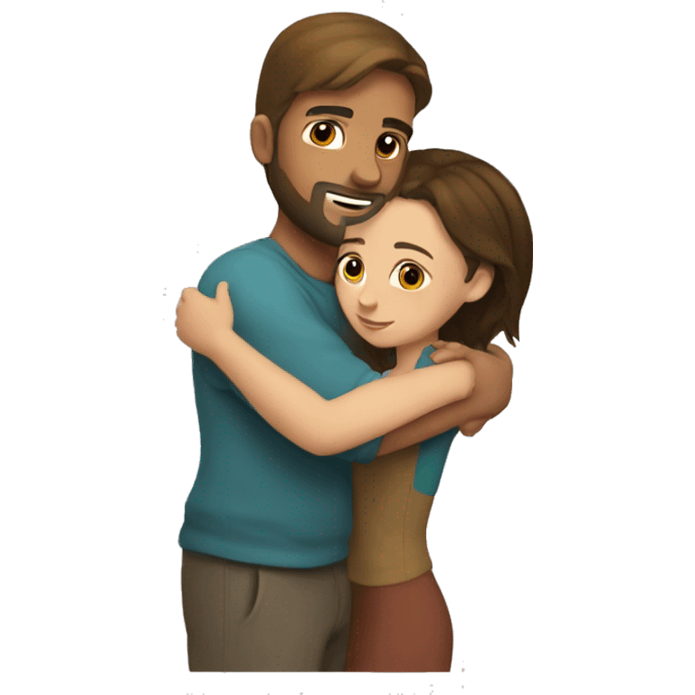 A guy with an Arab appearance hugs a Russian girl with brown hair emoji