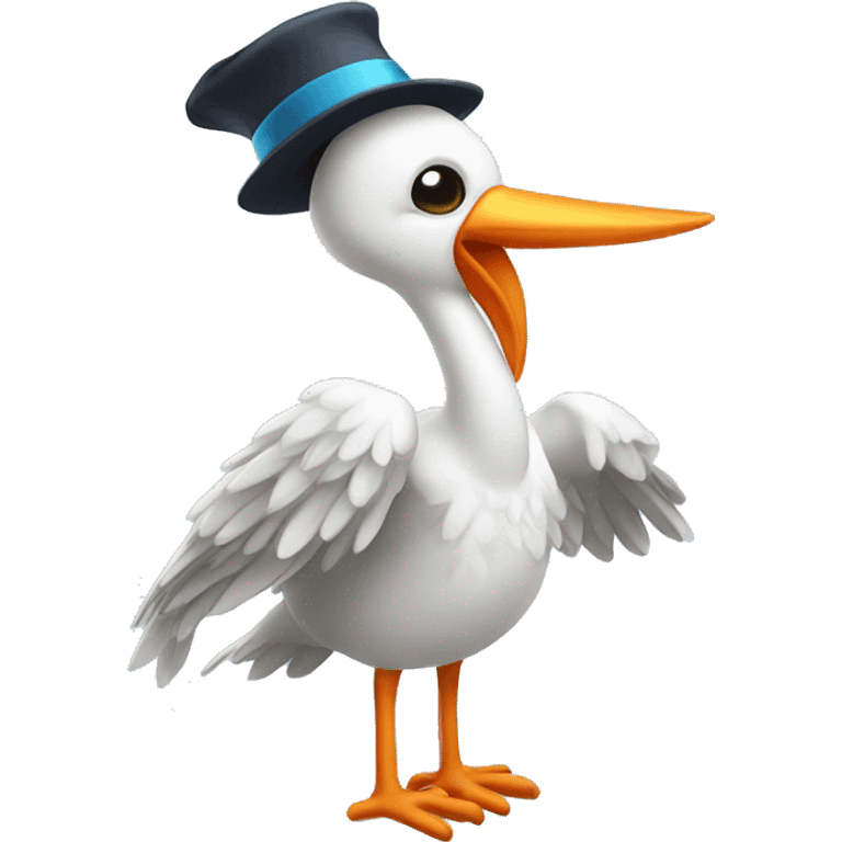 stork with  hat and  magic wand emoji