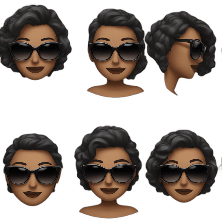 Beautiful woman in black sunglasses having a conversation emoji