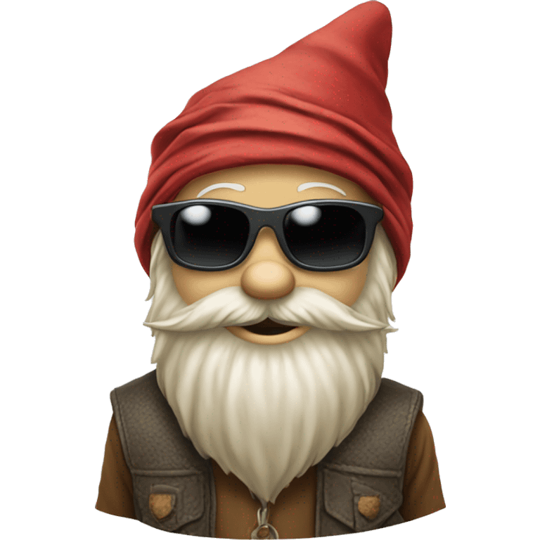 Bearded gnome with sunglasses and a bandanna scarf on head emoji