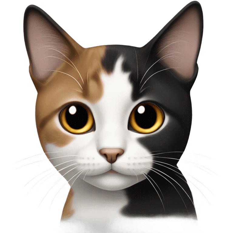 Black brown and white Cat with black spot near the nose emoji