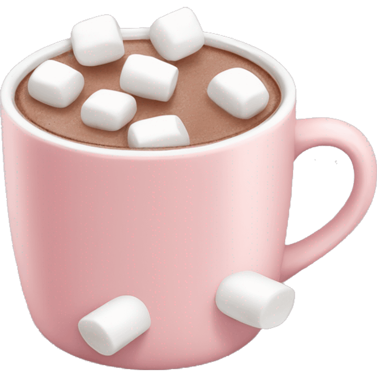 Light Pink mug of hot chocolate with marshmallows  emoji