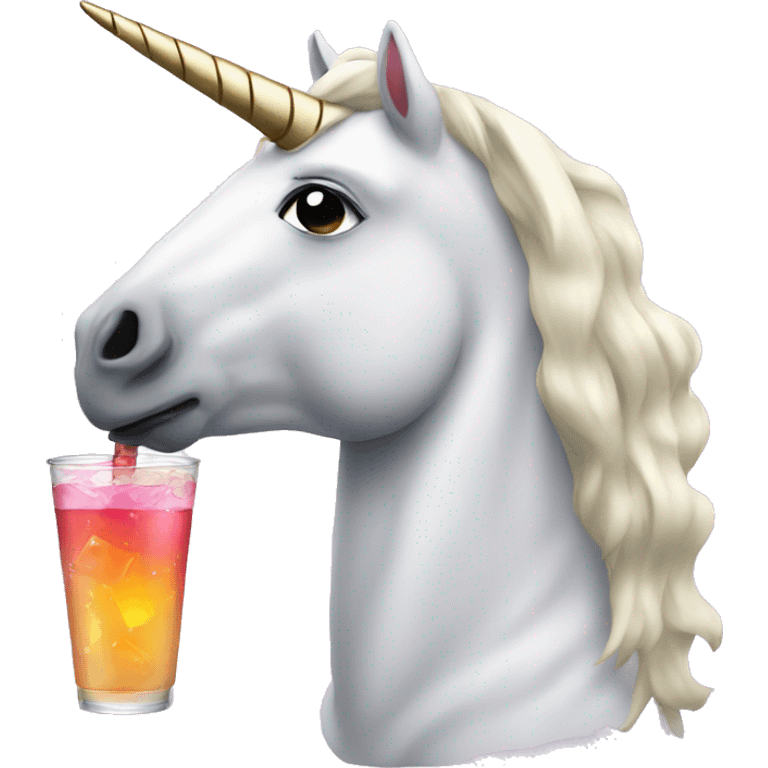 Unicorn with a drink emoji