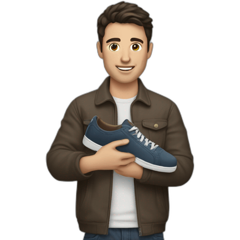 Brunette guy with a Pair of shoes in his hands  emoji