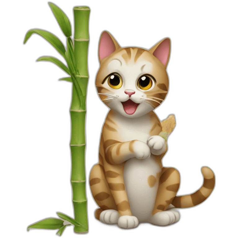 Cat eating bamboo emoji