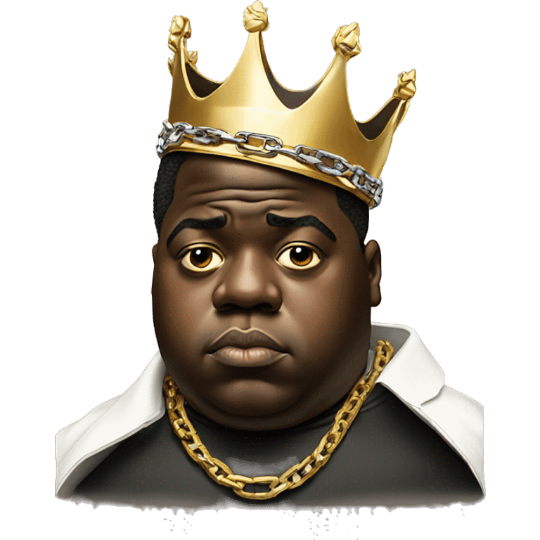 The Notorious BIG with a crown and chains emoji