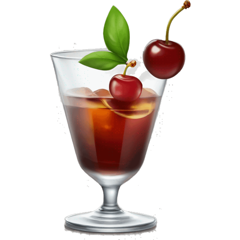 manhattan cocktail with a cherry in a pick place on the glass emoji