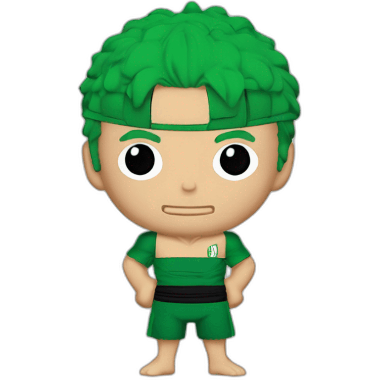 rononoa zoro de one piece qui porte le maillot de foot ou on voit le logo l'Algérie emoji