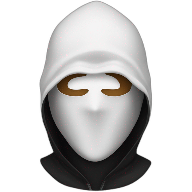 Guy White mask with black hood emoji