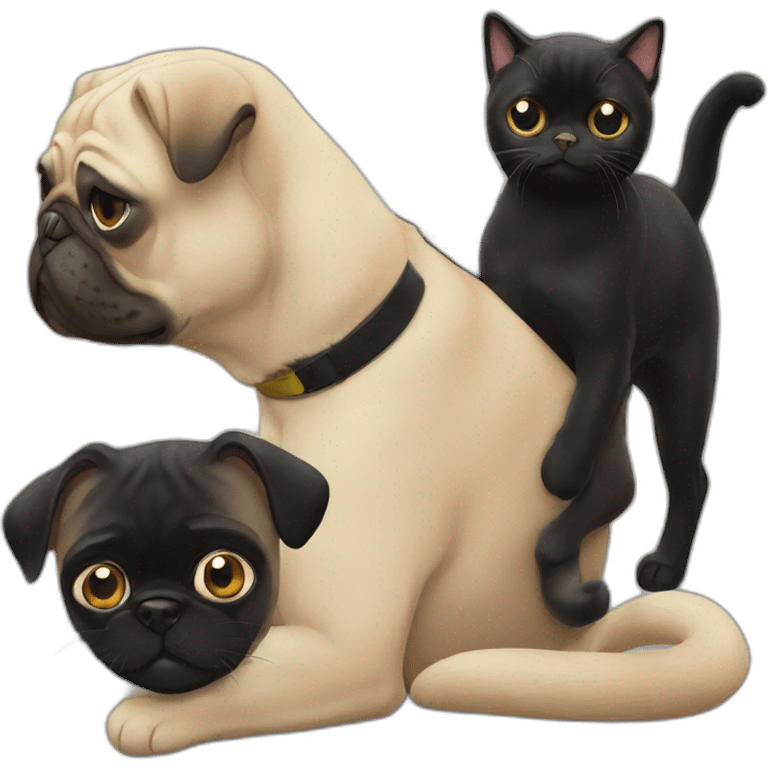 Black cat with  pug emoji