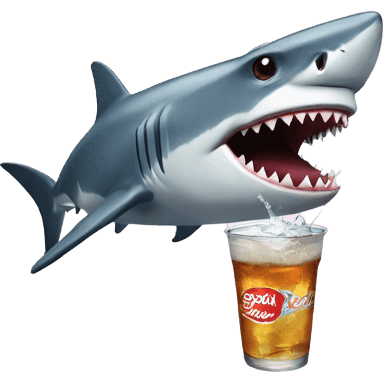 shark drinking soda emoji