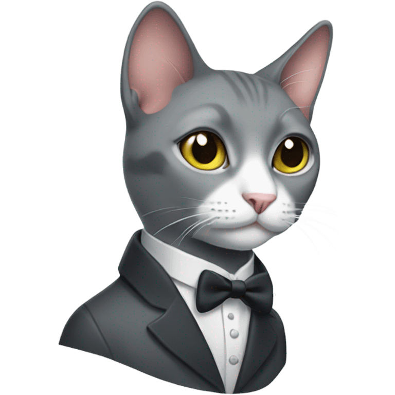 Grey tuxedo cat emoji