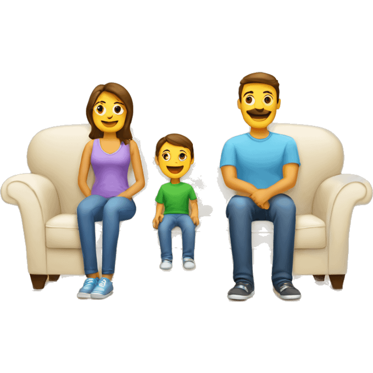 mom and dad and kid on couch emoji