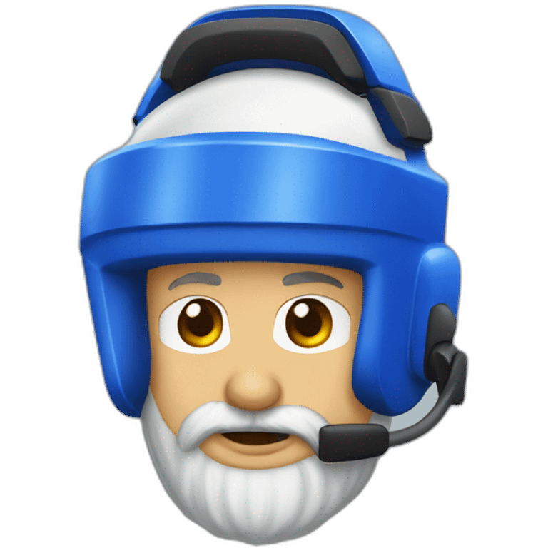 Hockeyeurs barbu habillé de bleu avec casque et un pansement sur la joue emoji