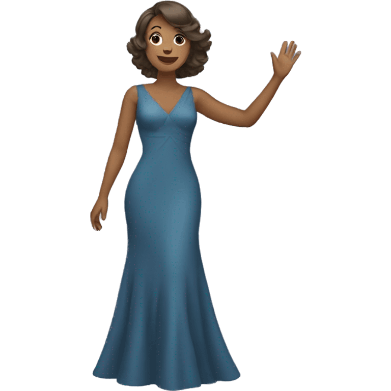 woman in dress waving emoji